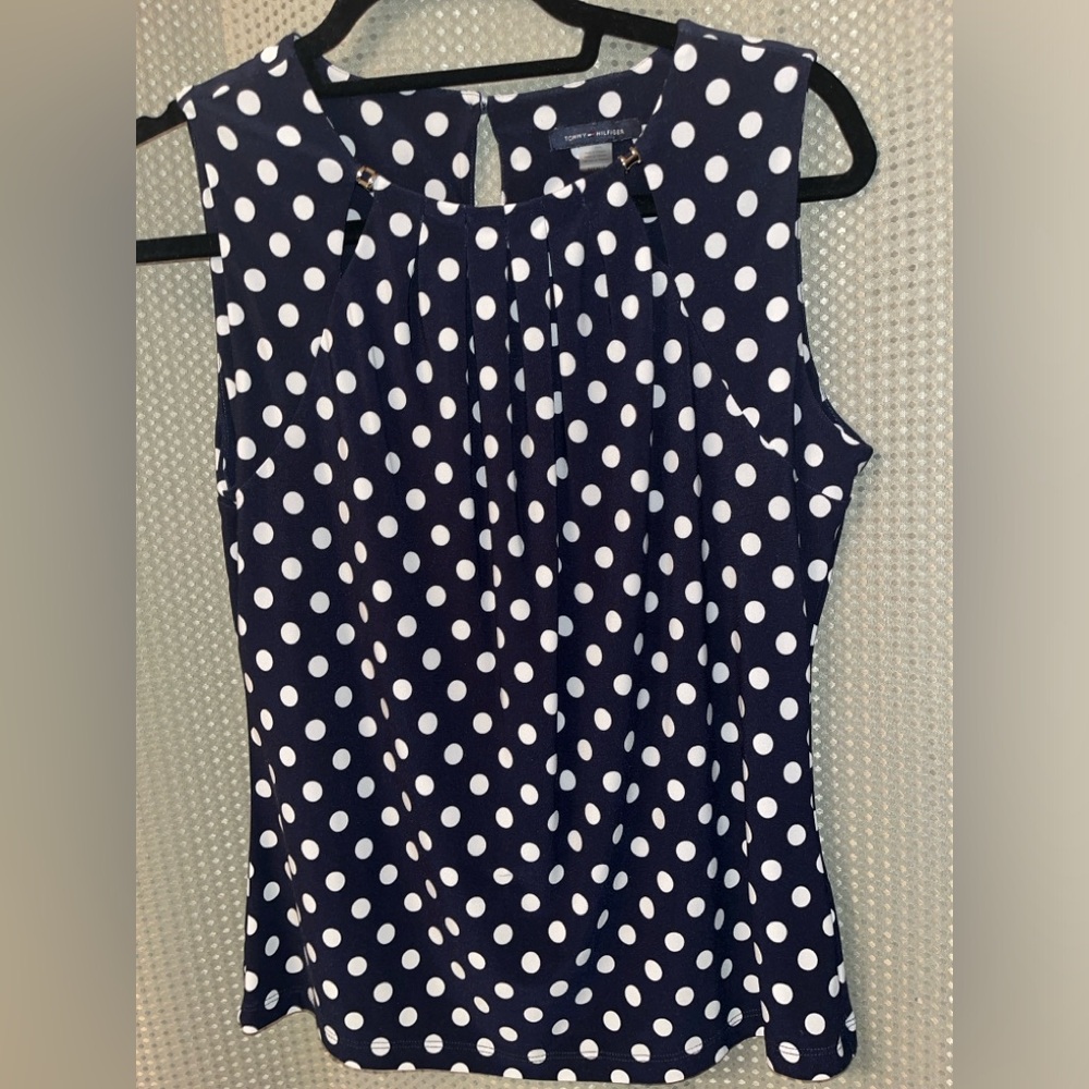 Tommy Hilfiger Navy Blue & White Sleeveless Top SZ M